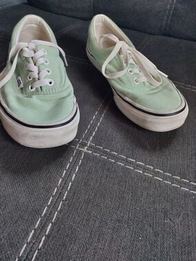 Vans Mint Green Canvas Low-Top Sneakers M6.0 W7.5 Skate Streetwear Classic Edgy